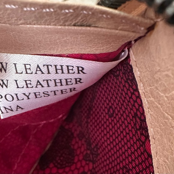 Vintage Betsey Johnson Wallet Clutch Organizer Tan Gold Leather Zip Tassel Studs - Picture 8 of 14